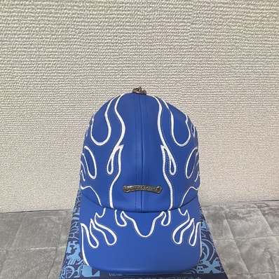 Chrome Hearts Leather Flame 6 Panel Gunslinger Hat "Blue"