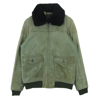 N.HOOLYWOOD エヌハリウッド 713pieces CDA期 G 1TYPE LEATHER ZIP BLOUSON レザー フライト ジャケット グリーン系 M【中古】