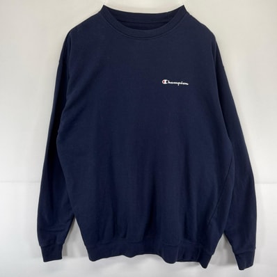 古着 チャンピオン Champion スウェット ワンポイントロゴ クルーネック プルオーバー トレーナー 2XL ネイビー系 メンズ
