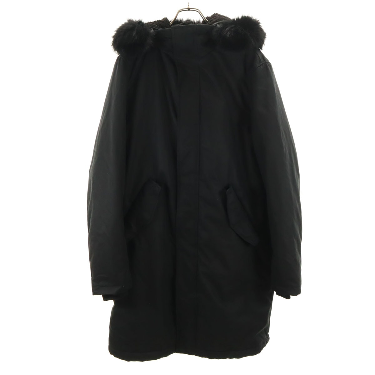 やや傷や汚れあり】ZARA ザラ ファー付き モッズコート M ブラック 裏