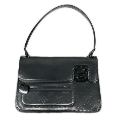 LOUIS VUITTON 希少 美品 ルイヴィトン パウチー モノグラムグラセ オプアート ショルダーバッグ M92816 レザー BA1003 ブラック ハンドバッグ アクセサリーポーチ LV ヴィトン ABランク 中古 鑑定済
