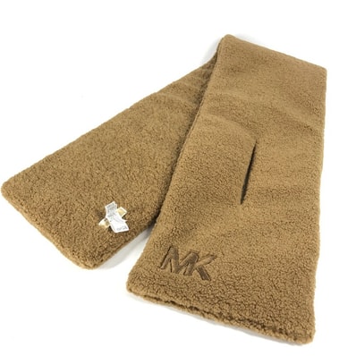 マイケルコース Michael Kors MK ロゴ 538910 ファー ティペット マフラー ポリエステル ブラウン 美品
