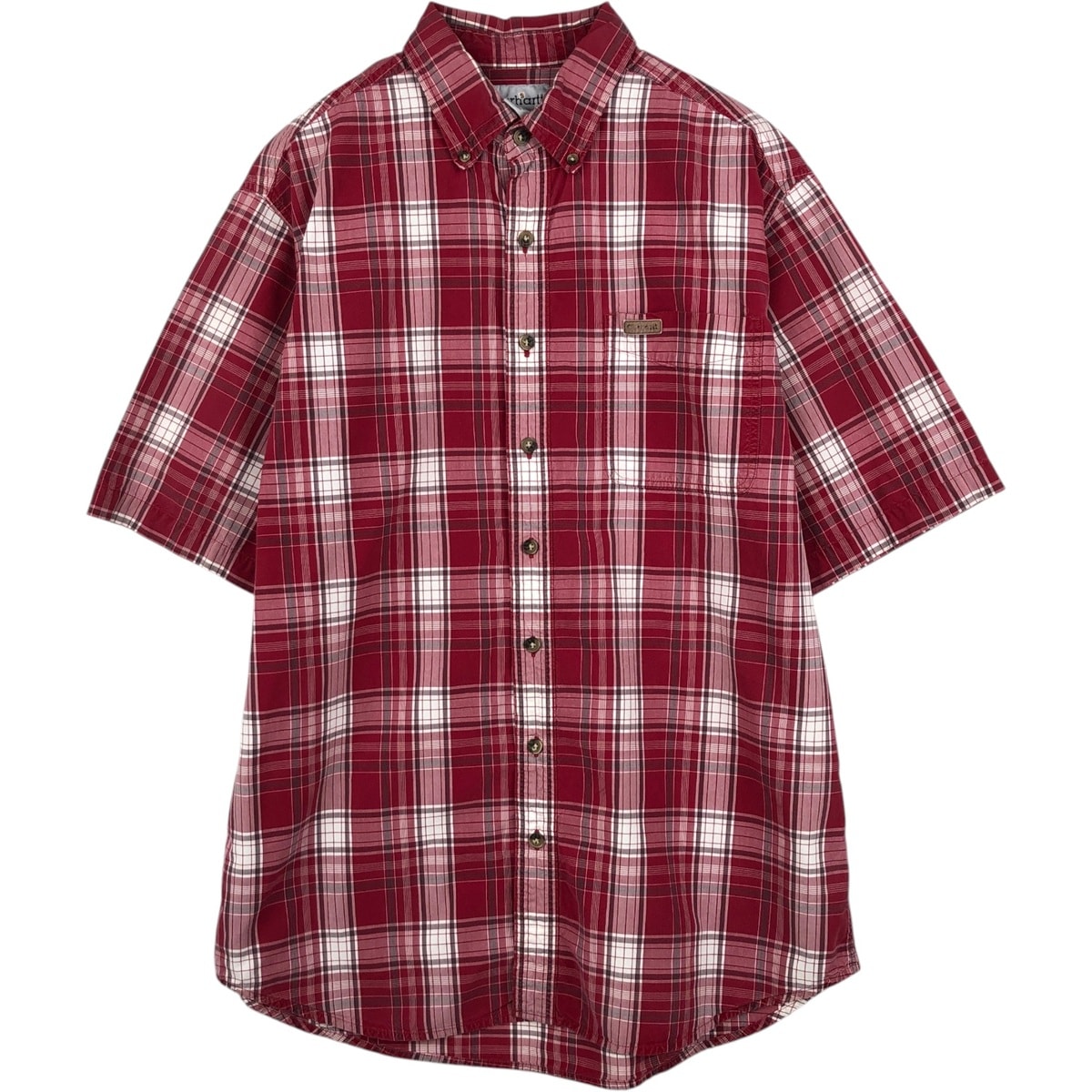 古着 カーハート Carhartt チェック柄 ボタンダウン 半袖 ワークシャツ メンズL相当/eaa634558