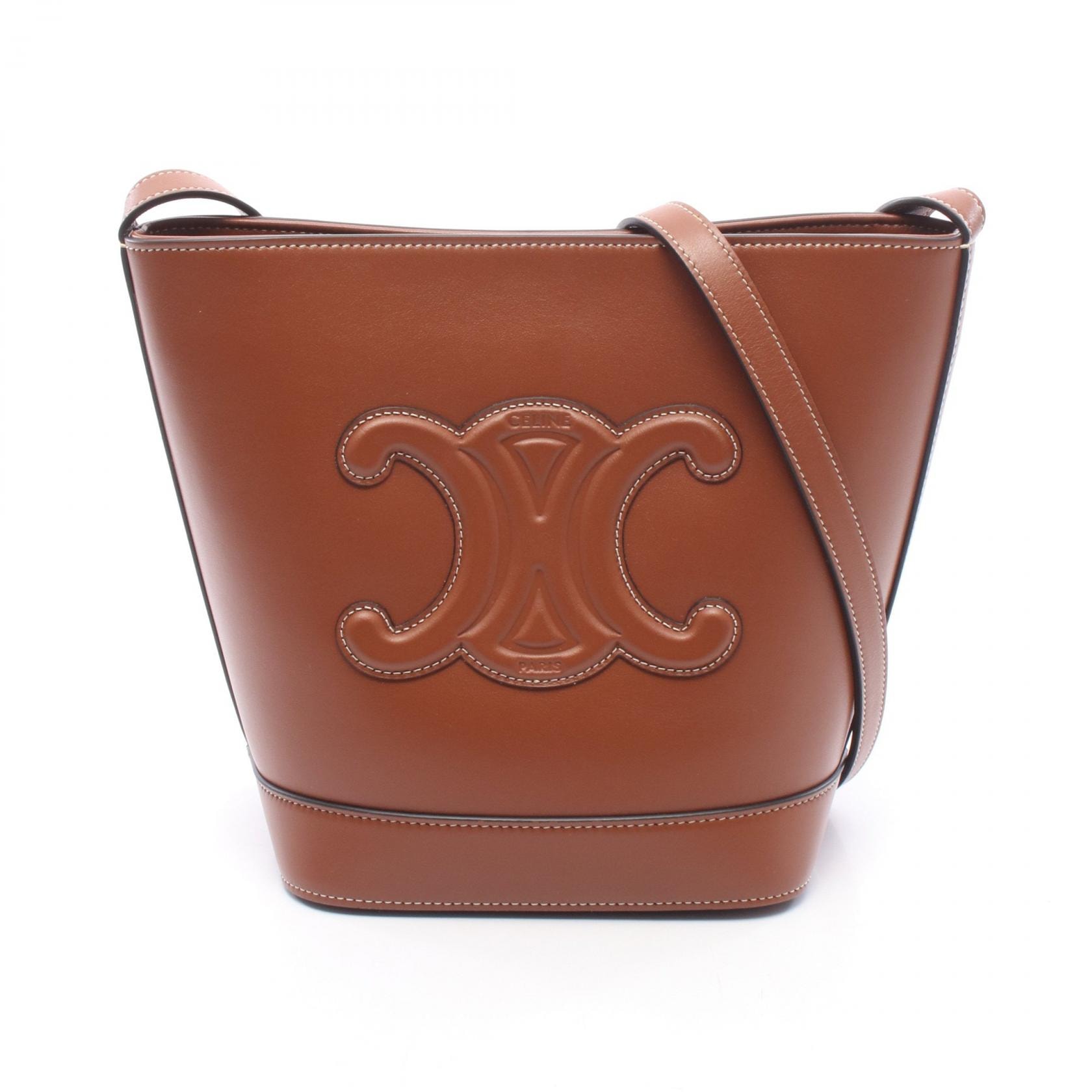 セリーヌ CELINE スモール バケット キュイル トリオンフ ショルダーバッグ バッグ レザー レディース ブラウン系 198243DU3 【中古】