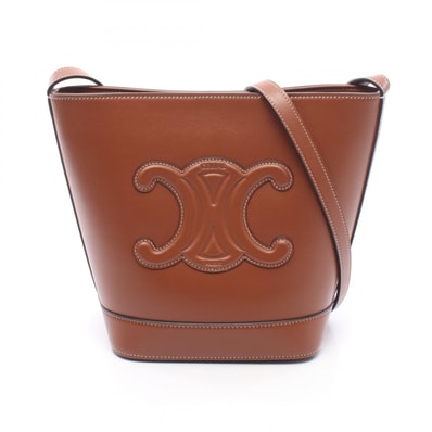 セリーヌ CELINE スモール バケット キュイル トリオンフ ショルダーバッグ バッグ レザー レディース ブラウン系 198243DU3 【中古】