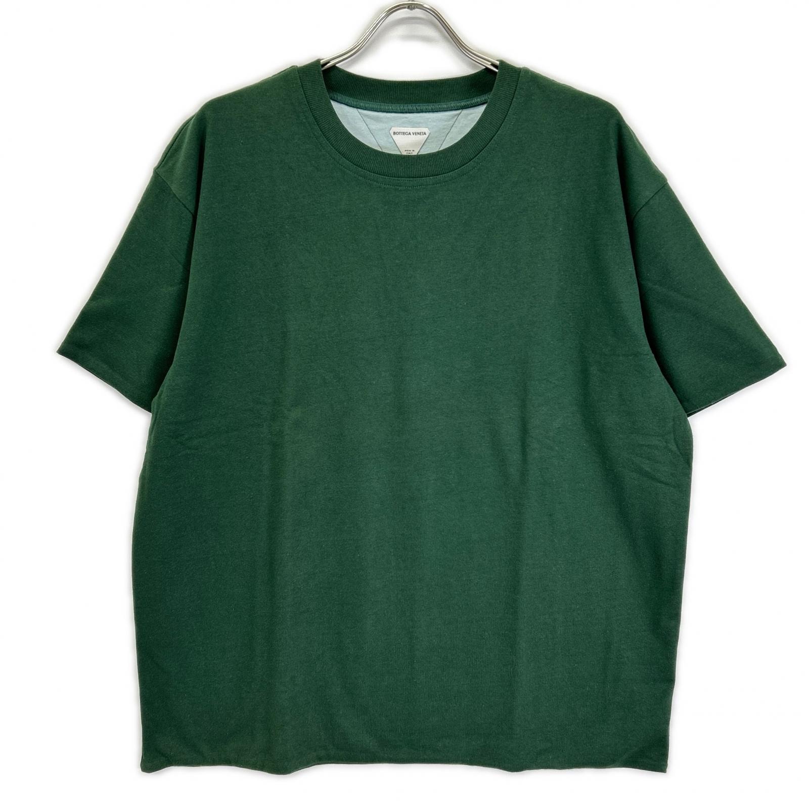 ボッテガヴェネタ 744998 グリーン リラックスフィット ダブルレイヤー コットンTシャツ S