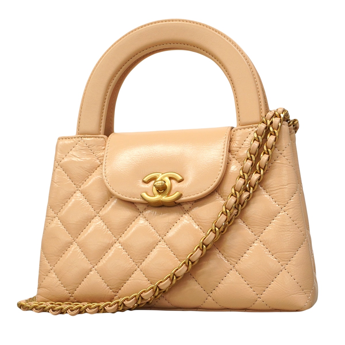 ★SALE【6ee6414】シャネル ハンドバッグ マトラッセ チェーンショルダー カーフスキン ベージュ ゴールド金具 2wayバッグ【中古】レディース