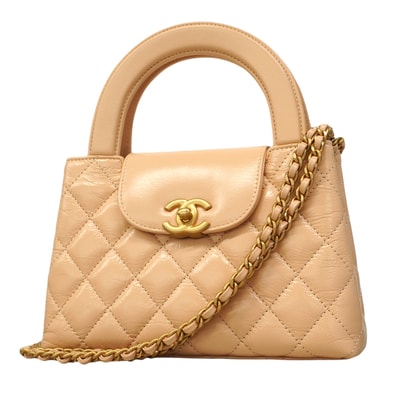 ★SALE【6ee6414】シャネル ハンドバッグ マトラッセ チェーンショルダー カーフスキン ベージュ ゴールド金具 2wayバッグ【中古】レディース