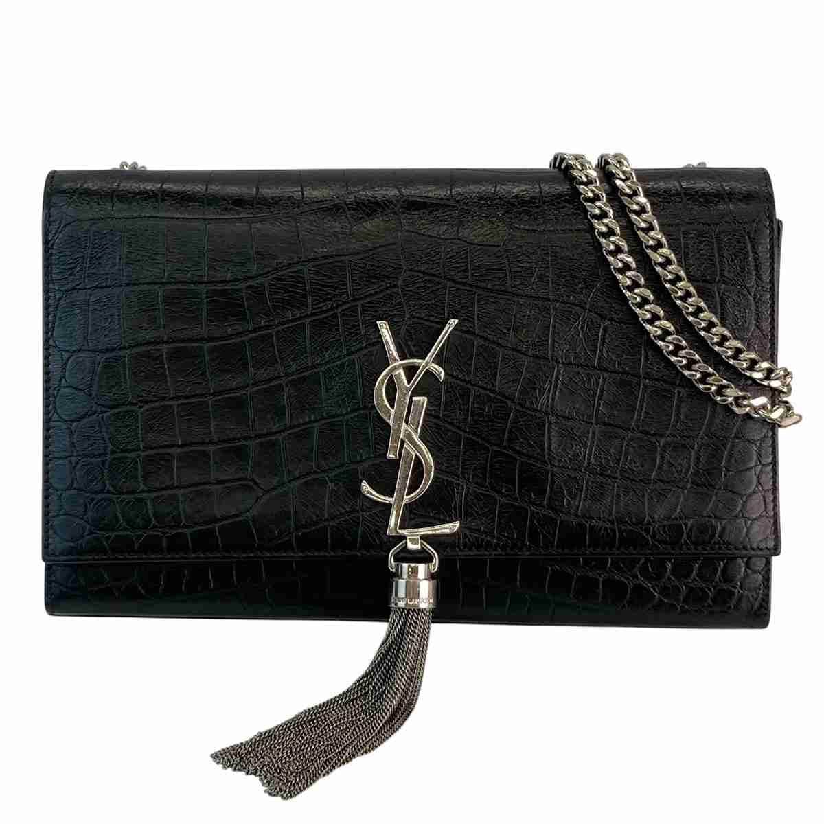 SAINT LAURENT サンローラン ケイト(KATE) タッセル チェーンショルダーバッグ 2WAY ショルダーバッグ 354119 レザー ブラック レディース【中古】
