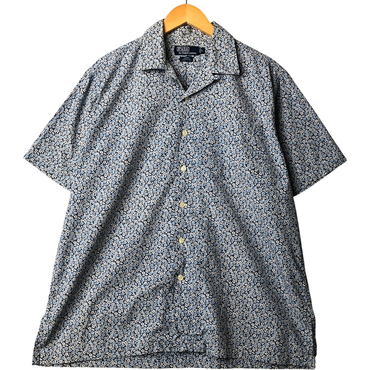 古着 ラルフローレン Ralph Lauren POLO by Ralph Lauren ADAMS 花柄 半袖 オープンカラー コットンシャツ ボックスシャツ メンズL相当/evb029720