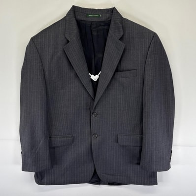 古着 ローレンラルフローレン LaurenRalphLauren テーラードジャケット ブレザー スーツ ストライプ 42R グレー メンズ