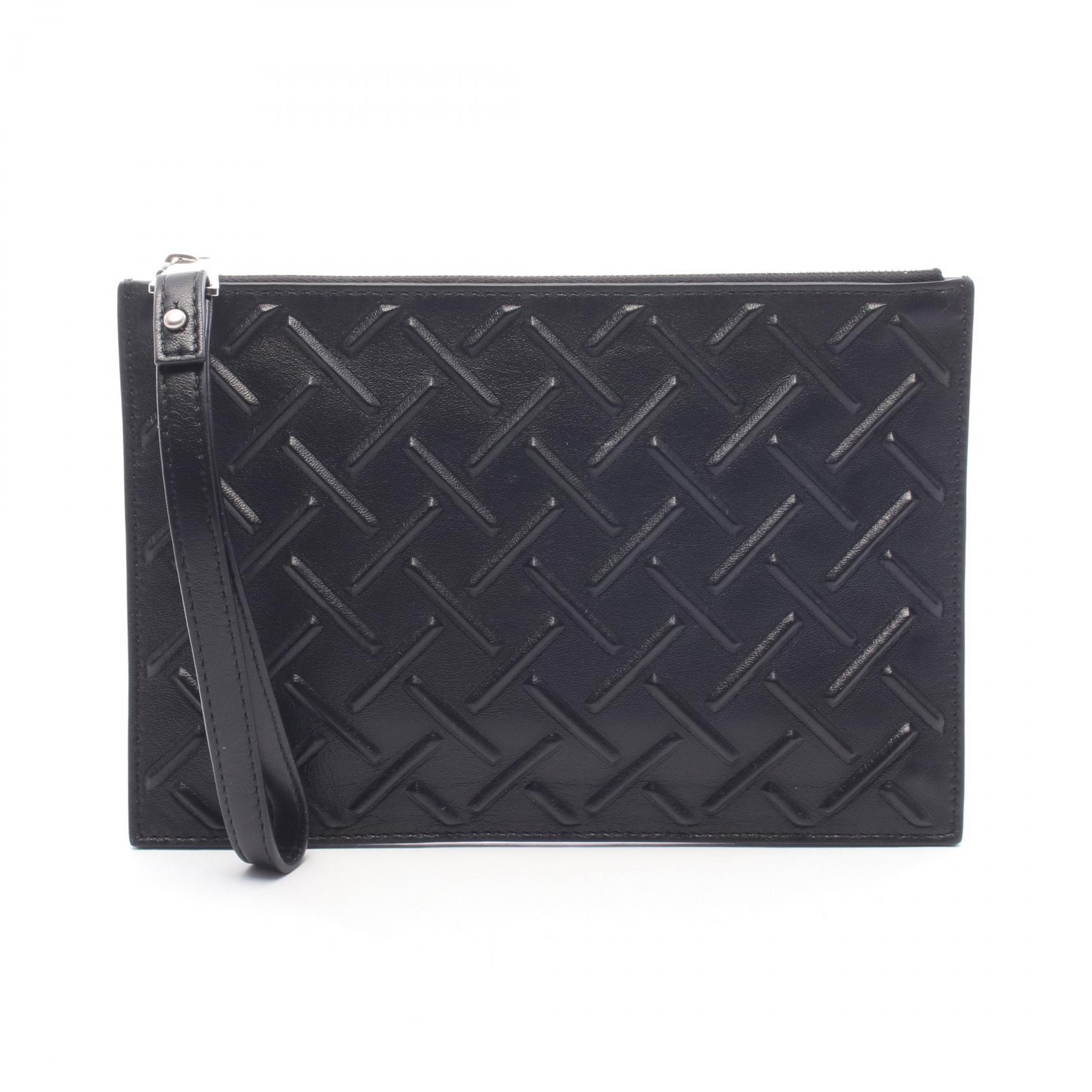 ボッテガヴェネタ BOTTEGA VENETA ナッパグラフィック イントレチャート セカンドバッグ クラッチバッグ バッグ レザー メンズ ブラック系 【中古】