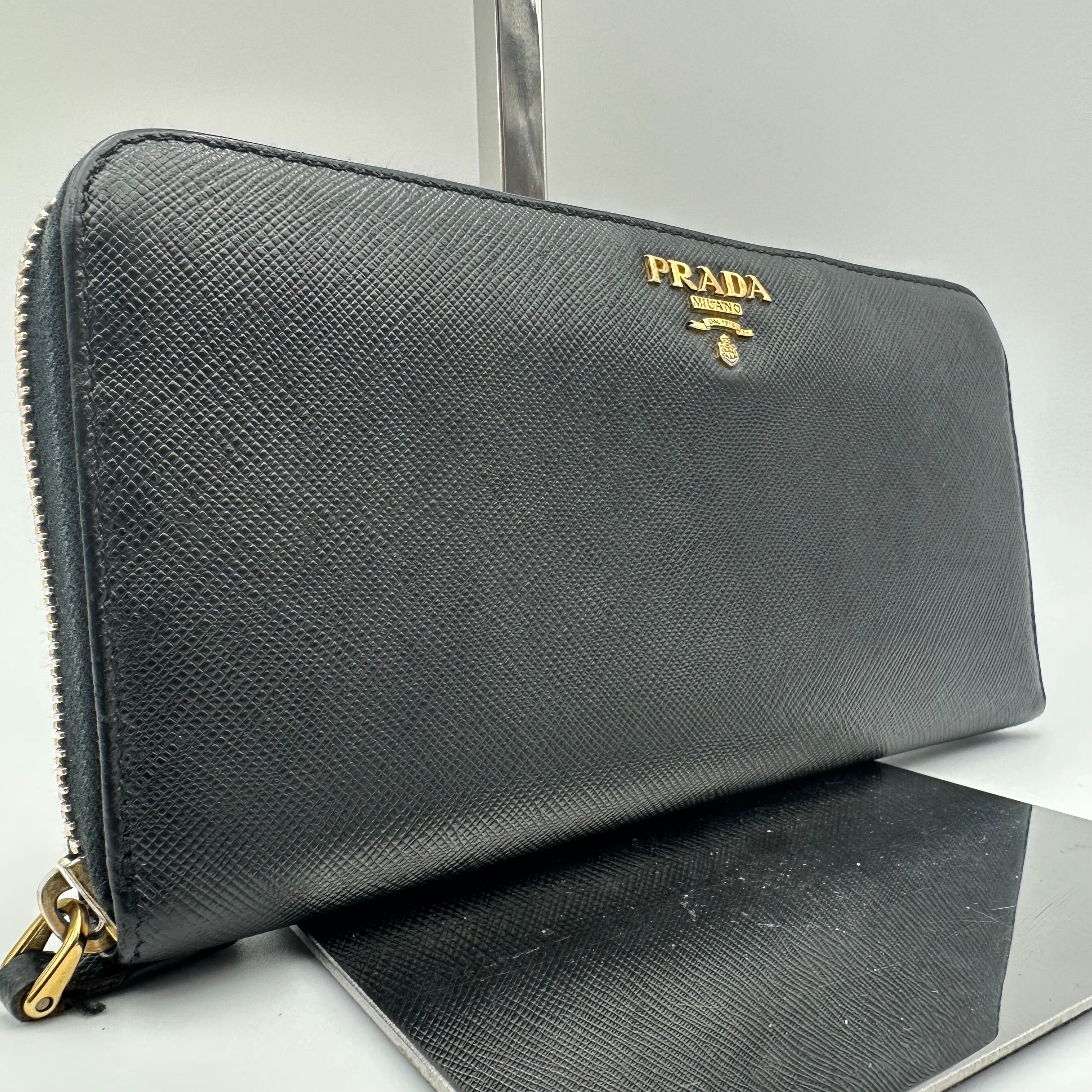 PRADA Large Saffiano Leather Wallet "Black"