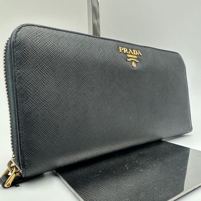 PRADA Large Saffiano Leather Wallet "Black"