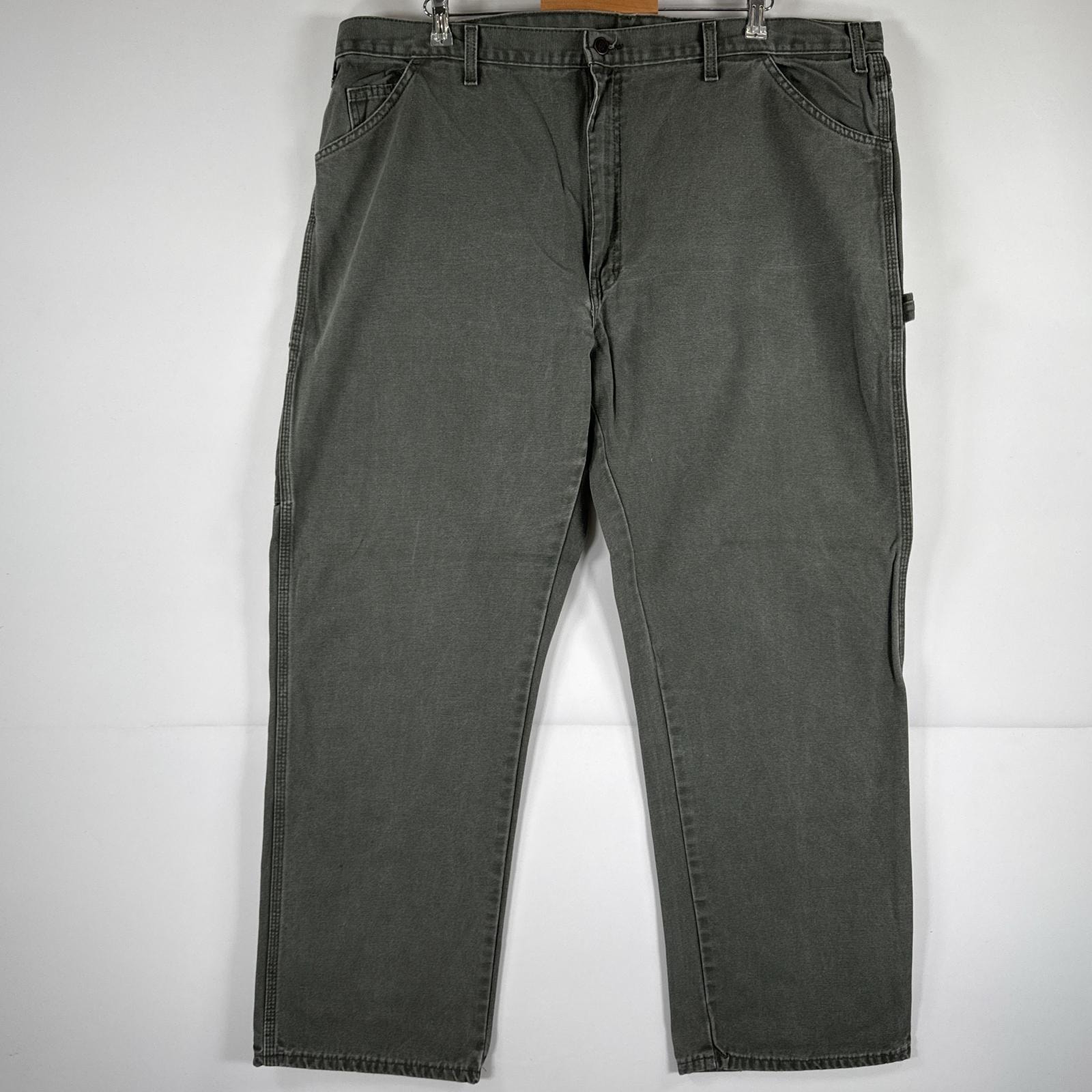 古着 ディッキーズ Dickies ワークパンツ ダック ペインターパンツ 作業着 ワンポイント ロゴ ストレート 大きいサイズ w44 L32 カーキ メンズ