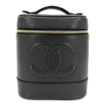 CHANEL シャネル ハンドバッグ ココマーク バニティバッグ 化粧ポーチ コスメポーチ A01998 キャビアスキン ブラック 黒 ゴールド金具 レディース【中古品】