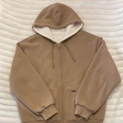 Supreme Reversible Work Zip Up Hooded Sweatshirt "Tan"