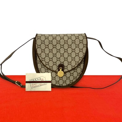 GUCCI グッチ グッチプラス ロゴ 柄 金具 レザー PVC ショルダーバッグ ブラウン
34787