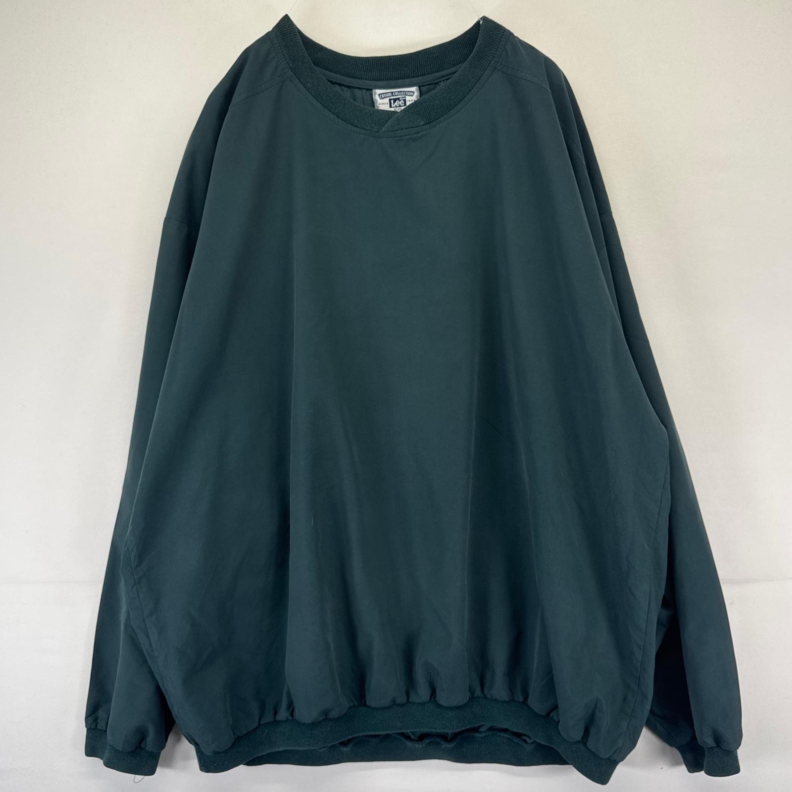 古着 90's/90年代 リー Lee USA製 ジャケット プルオーバー Vネック 大きいサイズ ナイロン素材 2XL  グリーン系 無地 メンズ