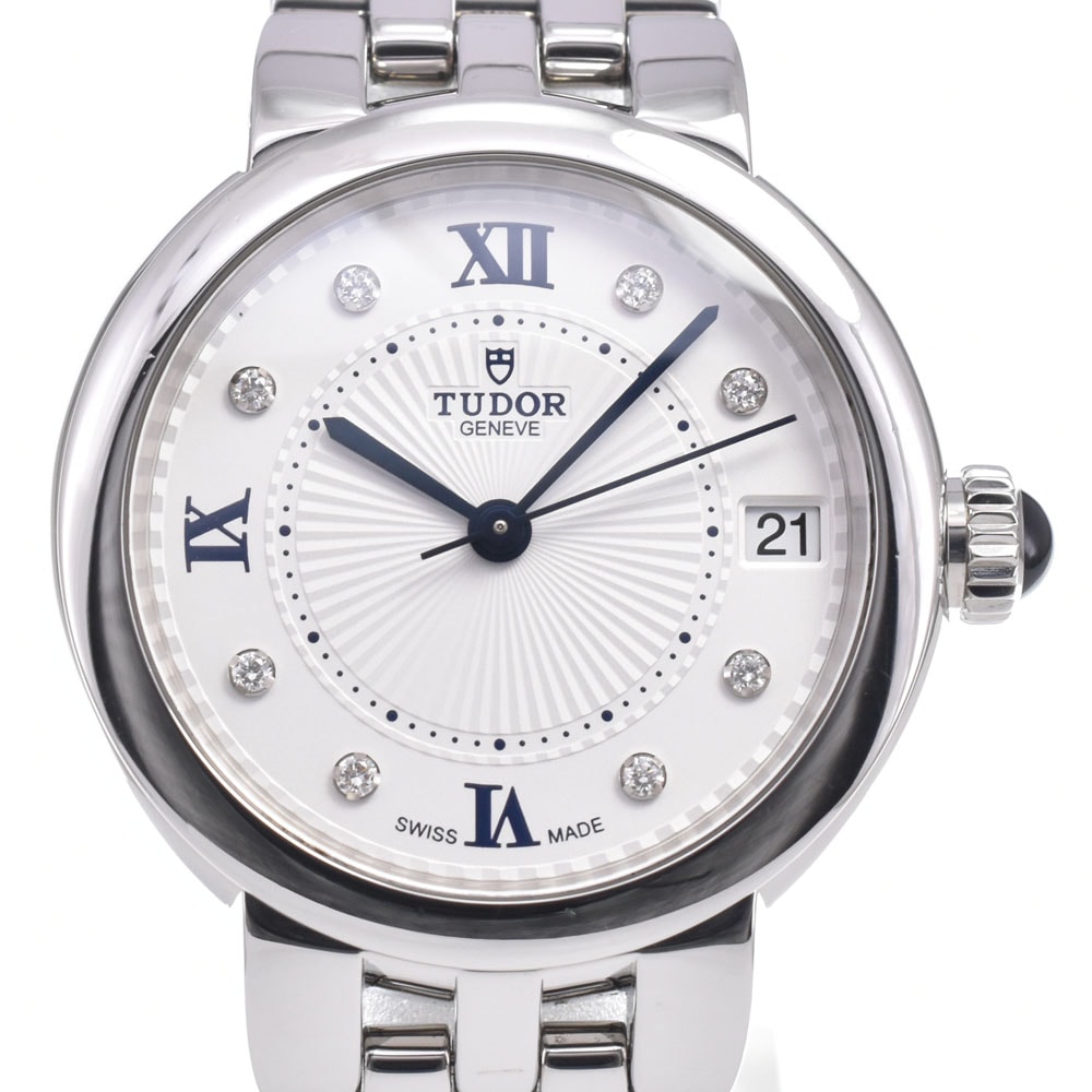 チューダー TUDOR 35800 クレア ド ローズ 8P ダイヤモンド デイト ホワイト 自動巻き レディース 美品 腕時計 H#150096