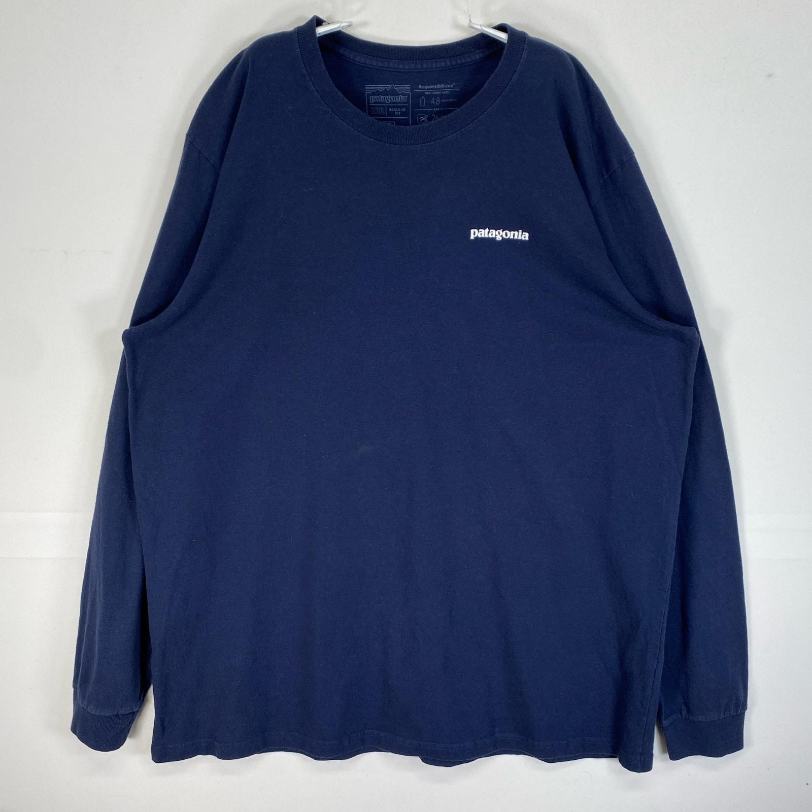 古着 パタゴニア patagonia 長袖Tシャツ アウトドア ロゴ 大きいサイズ 肉厚 14041 ネイビー 両面プリント メンズ