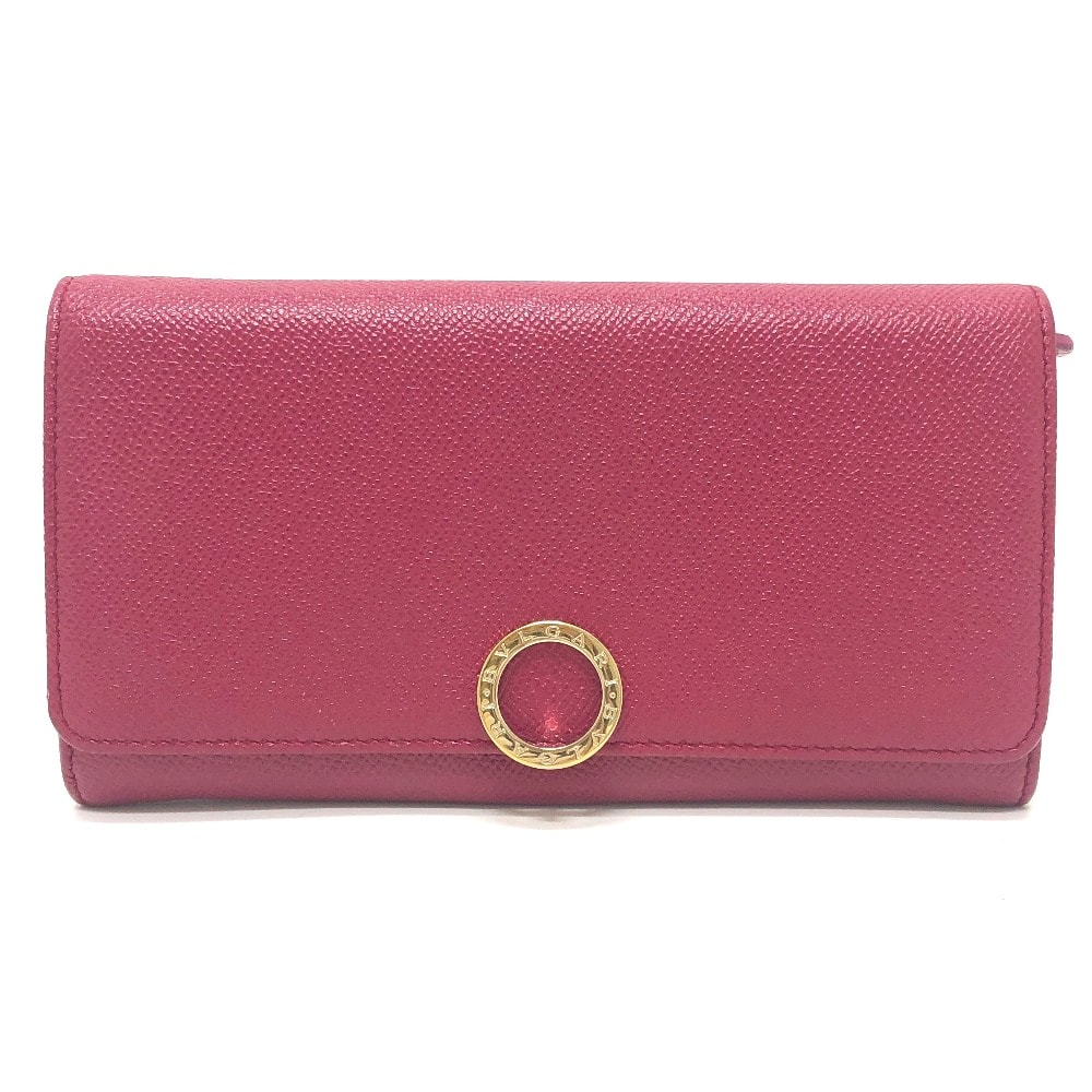 ブルガリ BVLGARI ブルガリブルガリ ロゴクリップ 283546 2つ折り フラップ ロングウォレット 長財布 レザー レッド系