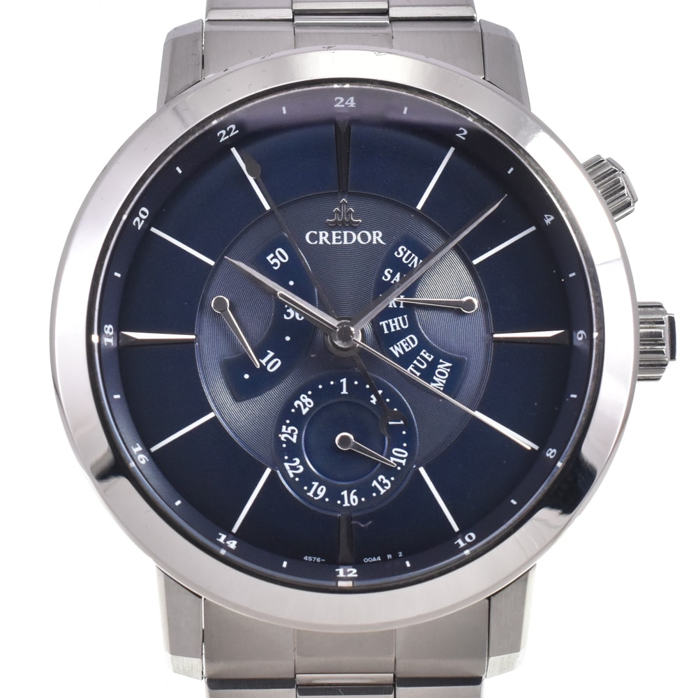 セイコー SEIKO GCBT995/4S76-00A0 クレドール ノード パワーリザーブ ブルー 自動巻き メンズ 良品 箱付き 腕時計 I#147631