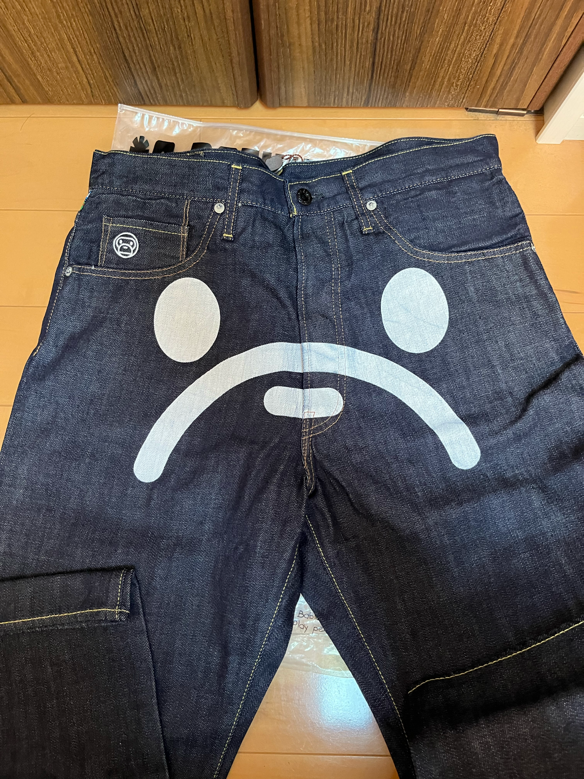 新品 未使用 未試着 A BATHING APE MILO SAFARI デニム Lサイズ ボタンフライ 赤耳