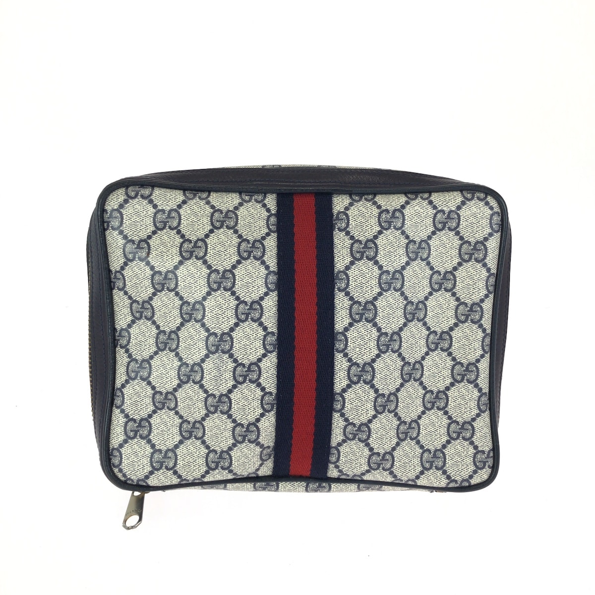 美品 GUCCI グッチ シェリーライン グレー ブラック ゴールド金具 GGスプリームキャンバス レザー/ ポーチ 小物入れ 602126 【中古】