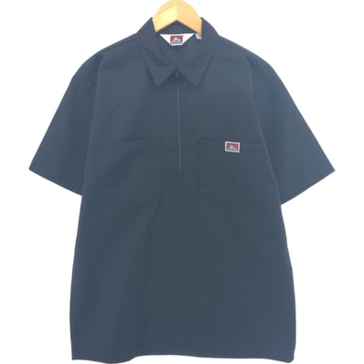 古着 90年代 ベンデイビス BEN DAVIS ハーフジップ 半袖 ワークシャツ ボックスシャツ USA製 メンズM相当 ヴィンテージ/eaa560832