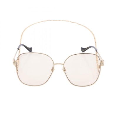 グッチ GUCCI インターロッキングG アジアンフィット サングラス 衣料品 GP / プラスチック メンズ レディース ゴールド系 / ブラック系 【中古】