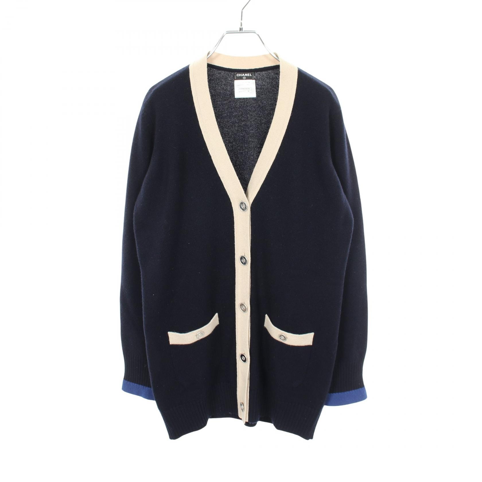 シャネル CHANEL ココマークボタン カーディガン 衣料品 トップス カシミヤ レディース ネイビー系 / アイボリー系 / ブルー系 P50916K06535 【中古】