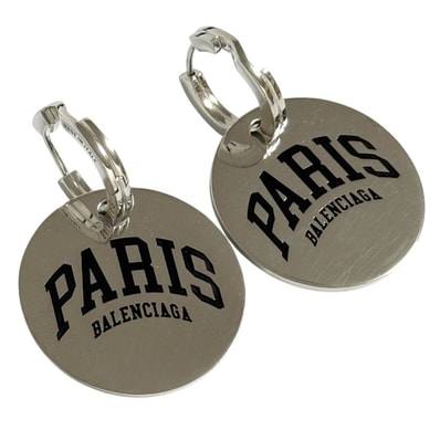 バレンシアガ レディース フープ ドロップ ピアス シティ パリス シルバー色