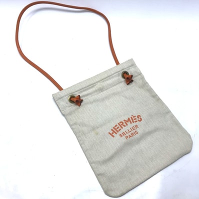 エルメス HERMES アリーヌPM ロゴ カバン 肩掛け ショルダーバッグ キャンバス オレンジ