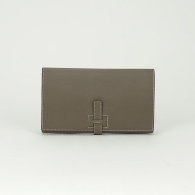 エルメス HERMES Hパッサン トゥータンマン H パッサン 財布 長財布 ロングウォレット ヴォーエプソン エトゥープ Etoupe グレー Gray シルバー金具 ヴォーエプソン