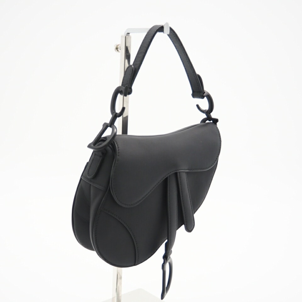 美品 Christian Dior クリスチャンディオール ウルトラマット カーフスキン サドル ハンドバッグ M0447SLLO_M989 ハンドバッグ ブラック カーフレザー レディース