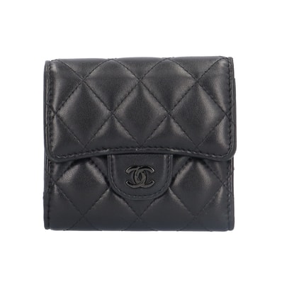 シャネル 三つ折り財布 ラムスキン レディース CHANEL 中古
