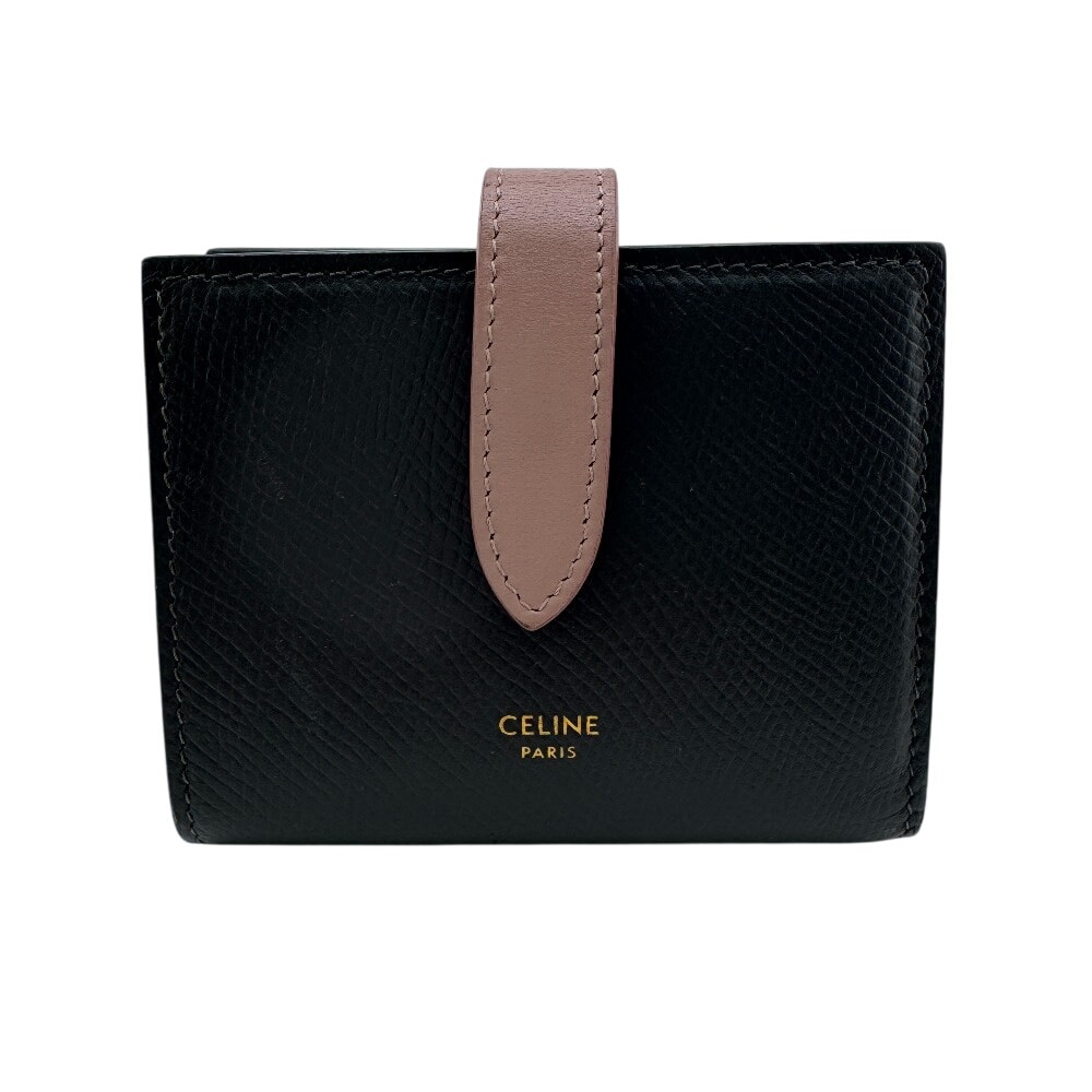 セリーヌ CELINE 二つ折り財布 スモール ストラップウォレット フラップ コンパクトウォレット グレー