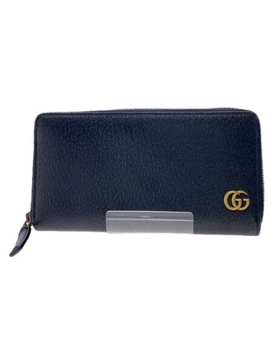 GUCCI GG Marmont Leather Zip Around Wallet "Black/Gold"