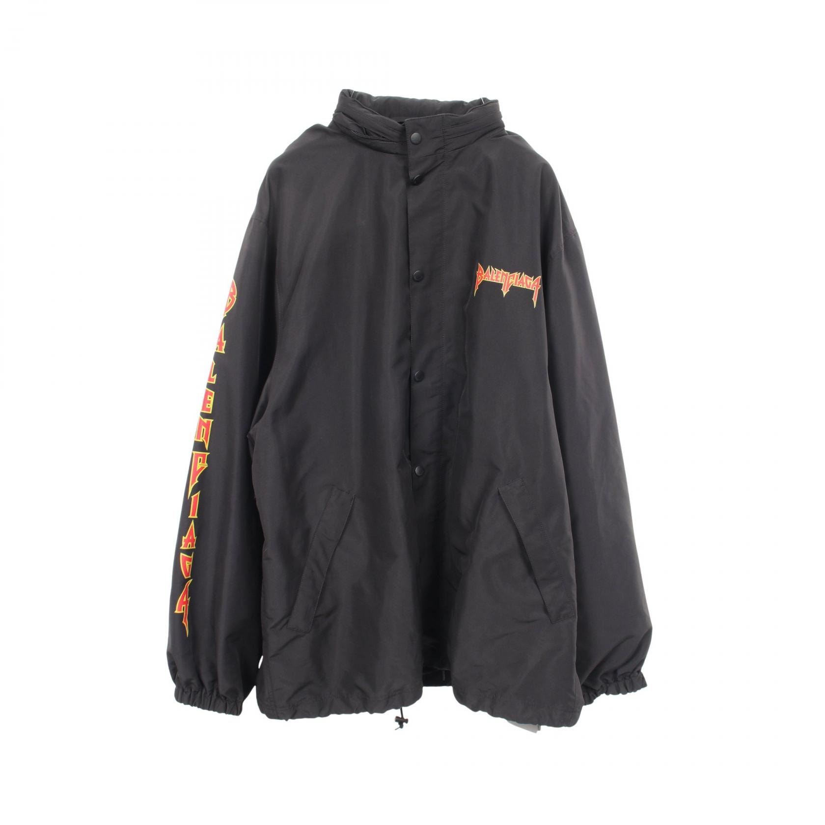 バレンシアガ BALENCIAGA メタルロゴ ウィンドブレーカー 衣料品 アウター コットン / レーヨン メンズ ブラック系 【中古】