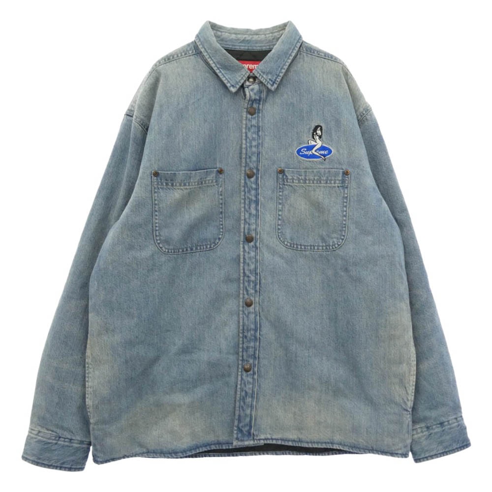 Supreme シュプリーム 26SS Quilted Lined Denim Snap Shirt キルテッド ラインド デニム スナップシャツ  ジャケット ブルー系 L【美品】【中古】