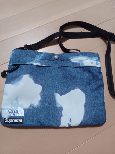 Supreme x The North Face Bleached Denim Print Shoulder Bag "Indigo"