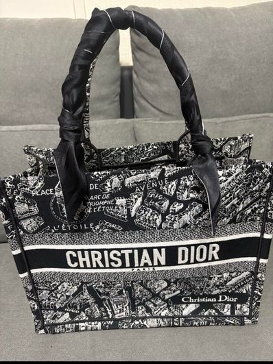 Dior Medium Dior Book Tote Plan de Paris Embroidery "Black/White"