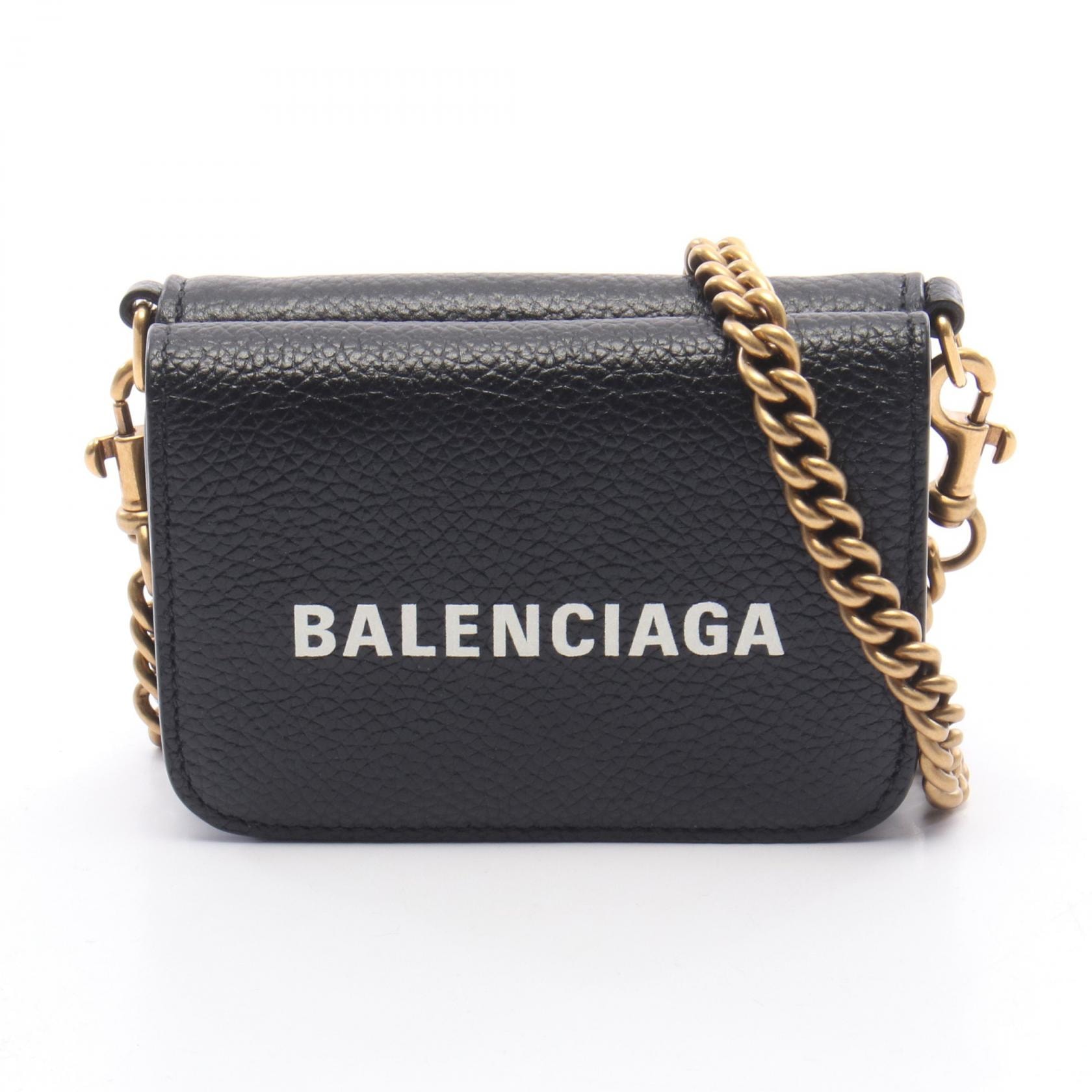 バレンシアガ BALENCIAGA キャッシュ ミニ グレインド ショルダーバッグ バッグ レザー レディース ブラック系 618145 【中古】