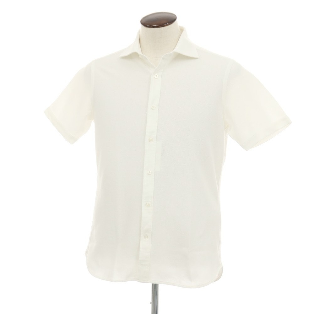 【中古】ビームスエフ BEAMS F ポリエステルコットン ワイドカラー 半袖シャツ ホワイト【サイズL】【メンズ】
