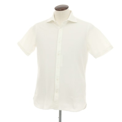 【中古】ビームスエフ BEAMS F ポリエステルコットン ワイドカラー 半袖シャツ ホワイト【サイズL】【メンズ】