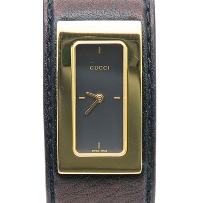 【中古】 グッチ 腕時計 7800S ステンレススチール レザー ゴールド ブラック 文字盤ブラック メッキ レディース 女性 GUCCI