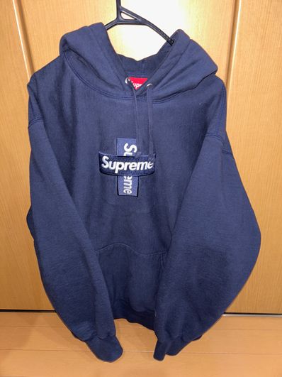Supreme Cross Box Logo Hooded Sweatshirt "Navy"