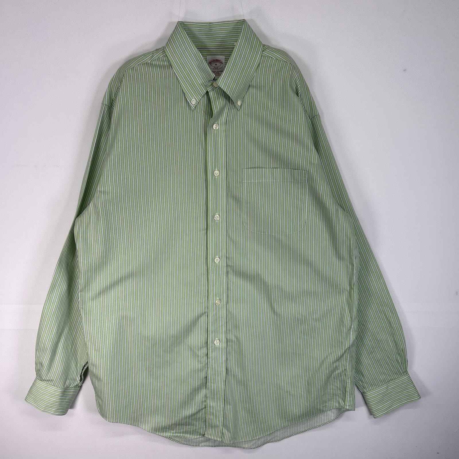 古着 ブルックスブラザーズ Brooks Brothers 長袖シャツ ストライプ 346 胸ポケ M  グリーン系 マルチカラー メンズ