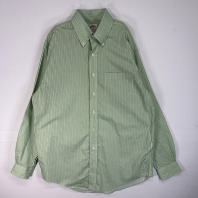 古着 ブルックスブラザーズ Brooks Brothers 長袖シャツ ストライプ 346 胸ポケ M グリーン系 マルチカラー メンズ